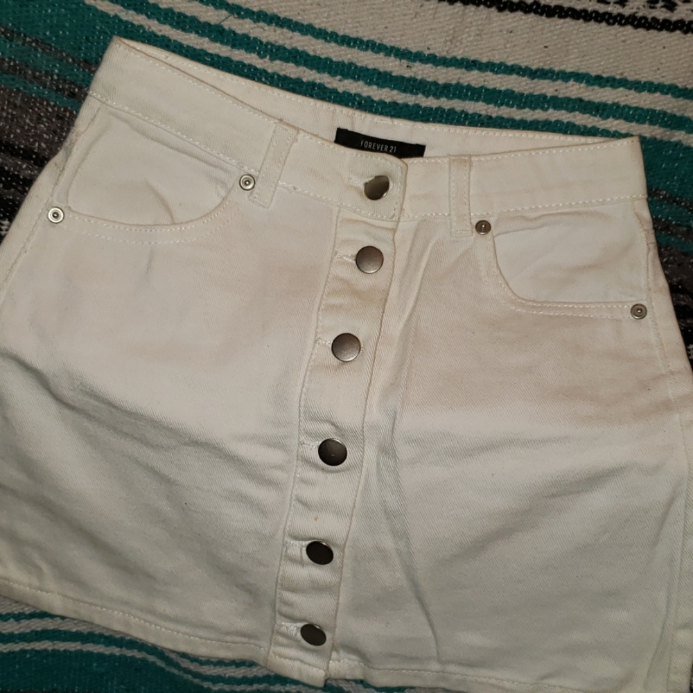 Forever 21  White Denim Mini Skirt